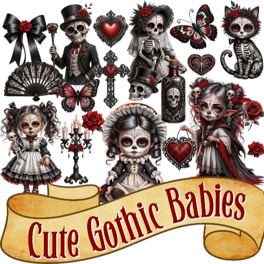 Schattige Gotische Baby's 2 Sticker