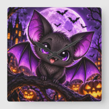 Schattige Gotische Paarse Vleermuis Halloween Maan