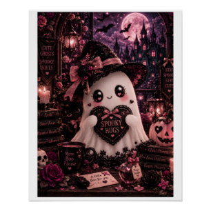 Schattige Gotische Roze Geest Halloween Spoky Knuf Perfect Poster