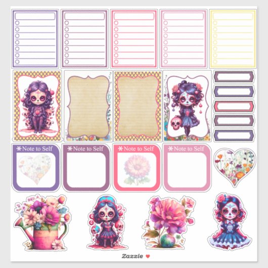 Schattige gotische tuinsuikerschedel  - Planner 2  Sticker (Vel)
