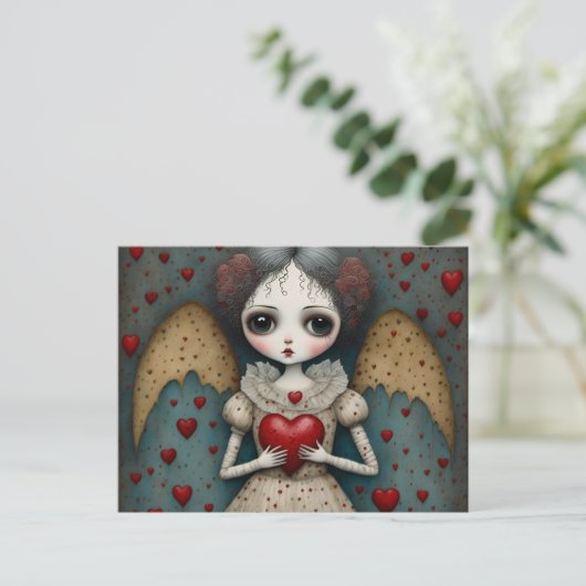 Schattige Gotische Valentijn Doll Briefkaart (Staand voorkant)