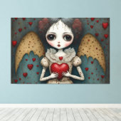 Schattige Gotische Valentijn Doll Canvas Afdruk (Insitu (Houten vloer))