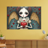 Schattige Gotische Valentijn Doll Canvas Afdruk (Insitu (Woonkamer))