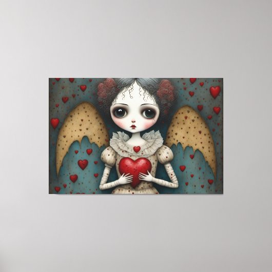 Schattige Gotische Valentijn Doll Canvas Afdruk (Voorkant)