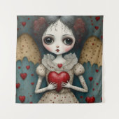 Schattige Gotische Valentijn Doll Wandkleed (Voorkant)