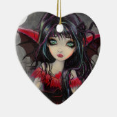 Schattige Gotische Vampier Fee Rood Hart Keramisch Ornament (Rechts)