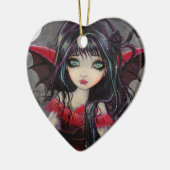 Schattige Gotische Vampier Fee Rood Hart Keramisch Ornament (Links)