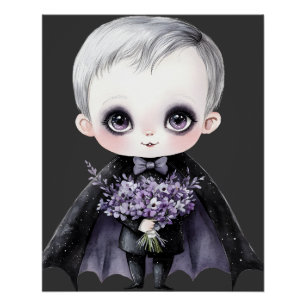 Schattige Gotische Vampier Halloween Glanzende Pos Perfect Poster