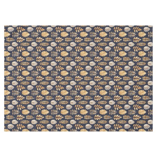 Schattige Goud/Blauw Herfstbladeren Tafelkleed (Voorkant (Horizontaal))