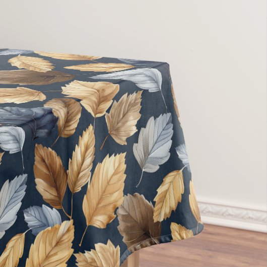 Schattige Goud/Blauw Herfstbladeren Tafelkleed (Voorbeeld)