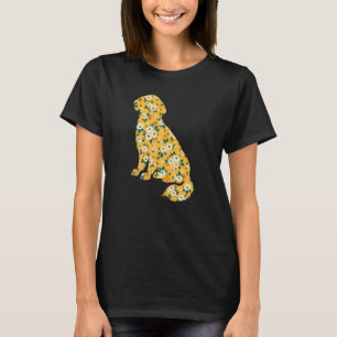 Schattige Goud Retriever Bloem Bloem Silhouet Hond T-shirt