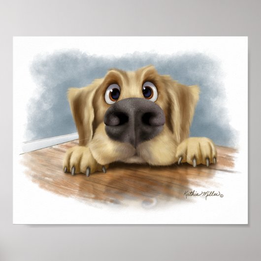 Schattige Goud Retriever Cartoon  Poster (Voorkant)