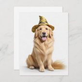 Schattige Goud Retriever Heks Feestdagenkaart (Voorkant / Achterkant)