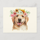 Schattige Goud Retriever Hond met Bloemen  Briefkaart (Voorkant)