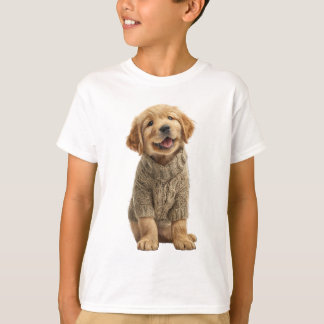 Schattige Goud Retriever Pup in Gebreide Trui T-shirt