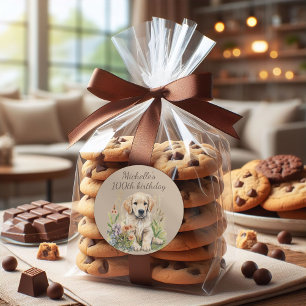 Schattige Goud Retriever Puppy 100ste Verjaardag Ronde Sticker
