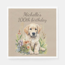 Schattige Goud Retriever Puppy 100ste Verjaardag