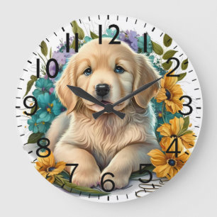 Schattige Goud Retriever Puppy Hond Grote Klok
