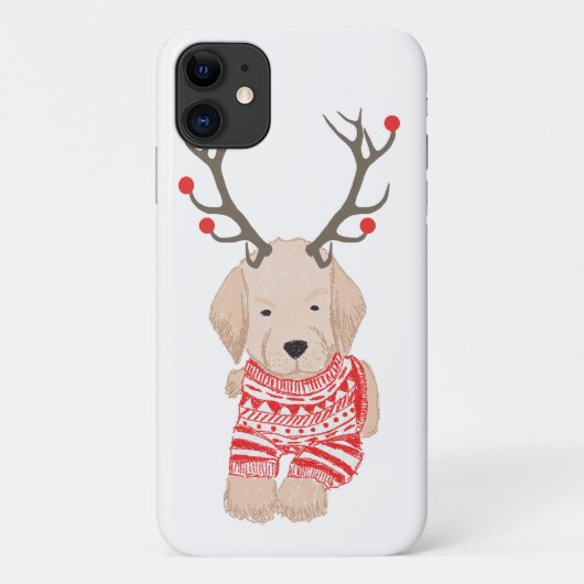 Schattige Goud Retriever Puppy Kerst Reindeer Case-Mate iPhone Case (Achterkant)