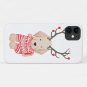 Schattige Goud Retriever Puppy Kerst Reindeer Case-Mate iPhone Case (Achterkant (horizontaal))