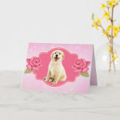 Schattige Goud Retriever Puppy Moederdag Kaart (Gele Bloem)