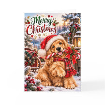 Schattige Goud Retriever Puppy Prettig Kerstfeest