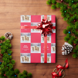 Schattige Goud Retrievers In Sneeuw Puppy Kerstmis Cadeaupapier