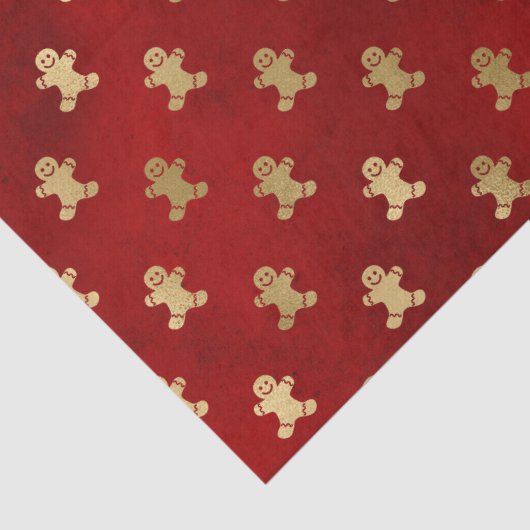 Schattige goud rood peperkoekje elegant kerstfeest tissuepapier (Detail)