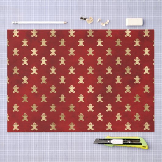 Schattige goud rood peperkoekje elegant kerstfeest tissuepapier (Craft)