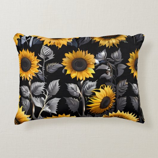 Schattige Goud & Zilveren Zonnebloem Accent Kussen (Voorkant)