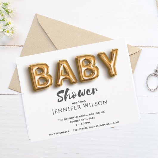 schattige gouden ballon leuk baby shower om het te save the date