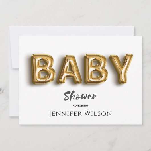 schattige gouden ballon leuk baby shower save the date (Voorkant)
