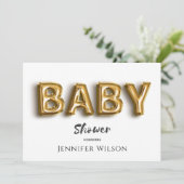 schattige gouden ballon leuk baby shower save the date (Staand voorkant)