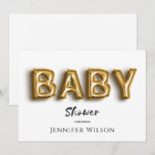 schattige gouden ballon leuk baby shower save the date (Voorkant / Achterkant)