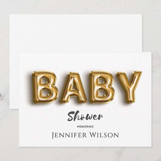 schattige gouden ballon leuk baby shower save the date (Voorkant / Achterkant)