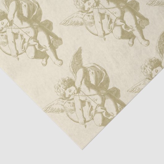 Schattige  Gouden Beige Cupid Angel Tissuepapier (Detail)
