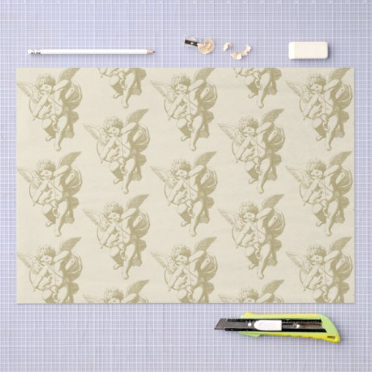 Schattige  Gouden Beige Cupid Angel Tissuepapier (Craft)