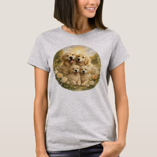 Schattige Gouden Crème Retriever Familie T-shirt
