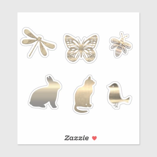 Schattige Gouden Dieren Insecten Sticker (Vel)