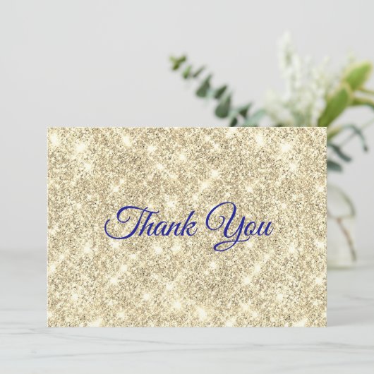 Schattige gouden faux glitter bedankkaart (Staand voorkant)