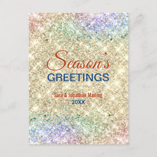 Schattige gouden faux glitter kerst nieuwjaar briefkaart
