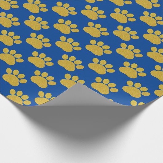 Schattige Gouden Glitter Paw Prints Pet Lovers Bla Cadeaupapier (Hoek)