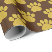 Schattige Gouden Glitter Paw Prints Pet Lovers Bru Cadeaupapier (Rol Hoek)
