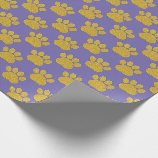 Schattige Gouden Glitter Paw Prints Pet Lovers paa Cadeaupapier (Hoek)