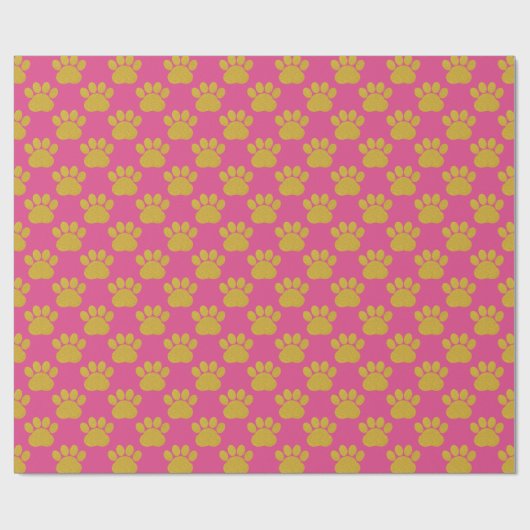 Schattige Gouden Glitter Paw Prints Pet Lovers Roz Cadeaupapier (Vlak)