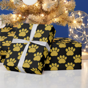 Schattige Gouden Glitter Paw Prints Pet Lovers Zwa Cadeaupapier