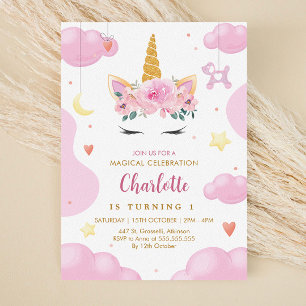 Schattige Gouden Glitter Roze Bloemen Eenhoorn Ver Kaart