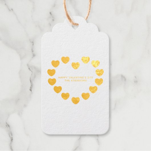 Schattige gouden harten moderne aangepaste Valenti Cadeaulabels (Voorkant)