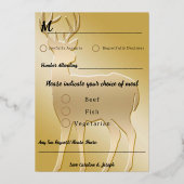 Schattige Gouden Herten & Gouden Confetti RSVP Ech Folie Uitnodiging (Achterkant)