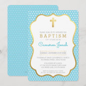 SCHATTIGE GOUDEN KRUIS  doop fancy polkadot blauw Kaart (Voorkant / Achterkant)